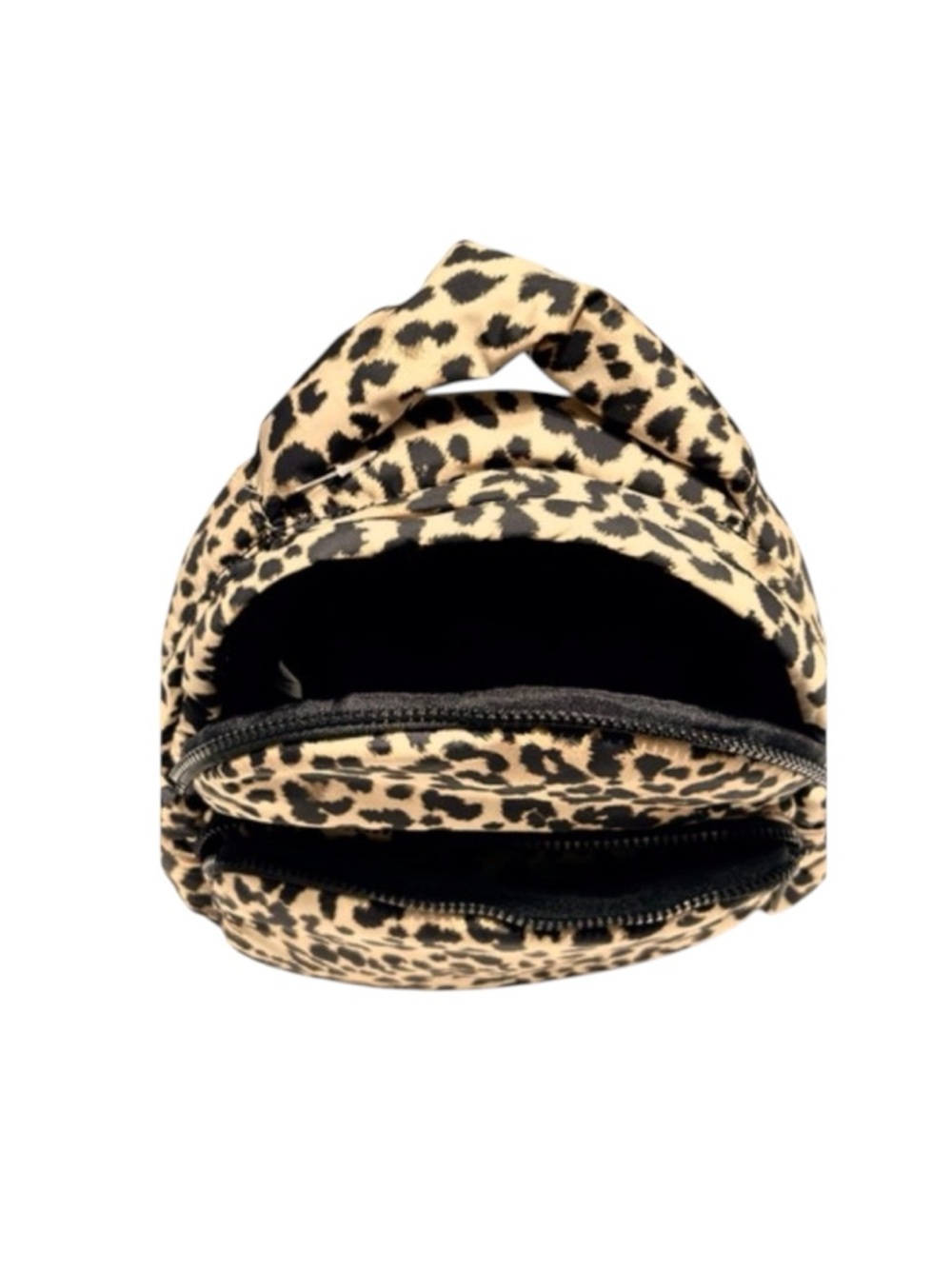 No Boundaries Leopard Print Hand Free Puffy Backpack - Black and Tan - Picture 5 of 11